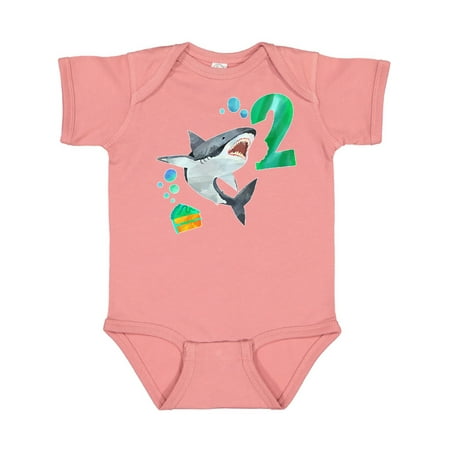 

Inktastic Second Birthday Shark with Cake Gift Baby Boy or Baby Girl Bodysuit