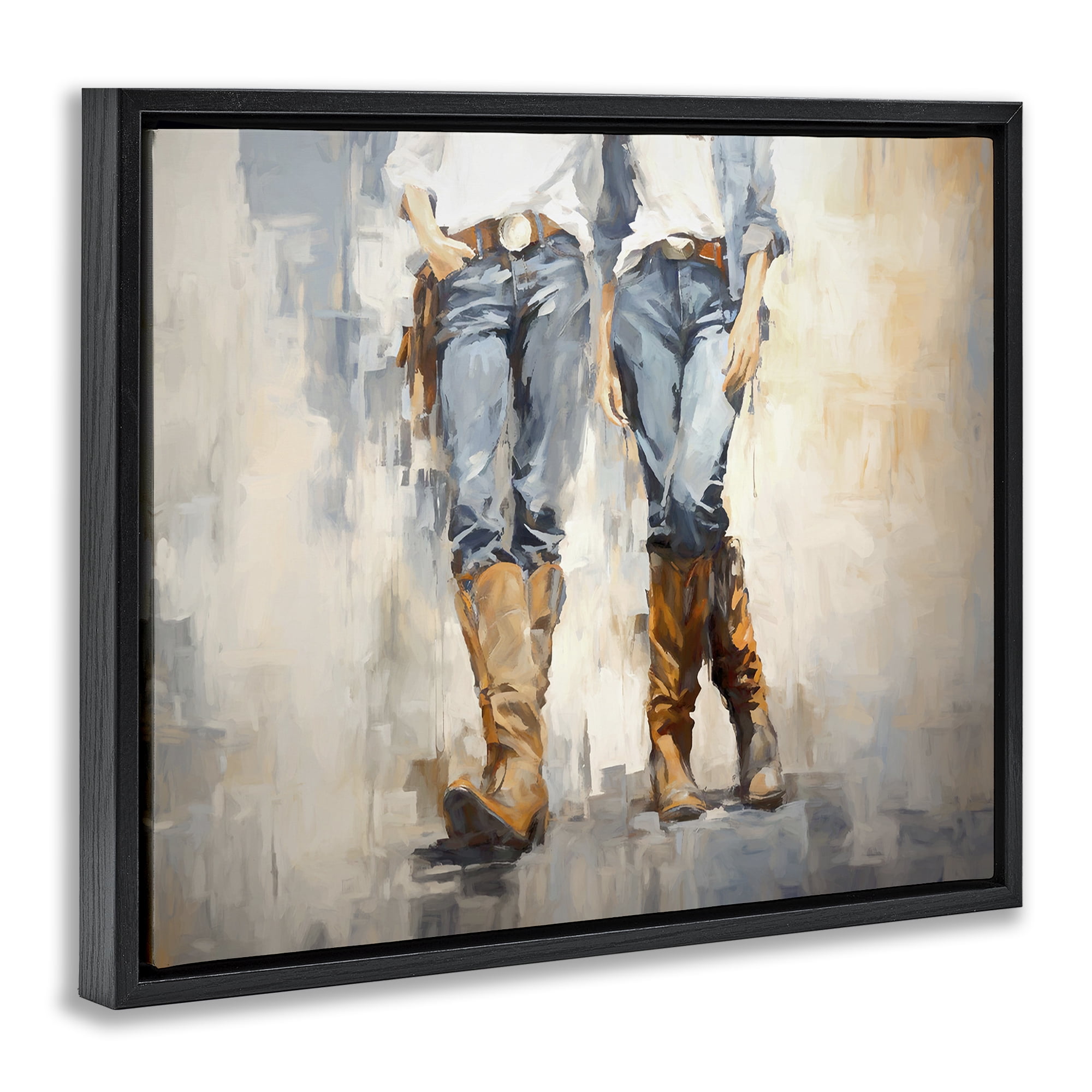 Stupell Industries Country Cowgirl Attitude Novelty Painting Black Floater Framed Canvas Art Print Wall Art, 21 x 17