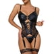 thumbnail image 1 of Damen Dessous Set Sexy VNeck Leather Mini Dress Large Sizes Negligee Body Latex Curvy Straps Underwear Wetlook Erotic Lingerie Set Black M, 1 of 5