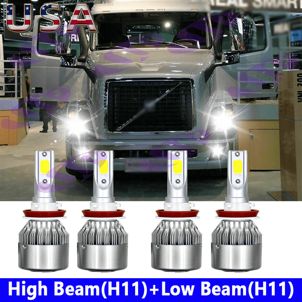 Pair White LED H11 Low Beam Headlight Bulb For Volvo VNL VNM 630 670 730 780