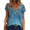 thumbnail image 3 of PALACLOTH Womens Summer Printed Short Sleeve V-Neck T-Shirt Floral Tee Tops, 3 of 6
