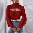 thumbnail image 2 of Wdgfv Cashmere Pullover for Women Elegant Women's Autumn Winter Loose Fit Turtleneck Knit Top With Alluring Hollow Out Detailing For, 2 of 4