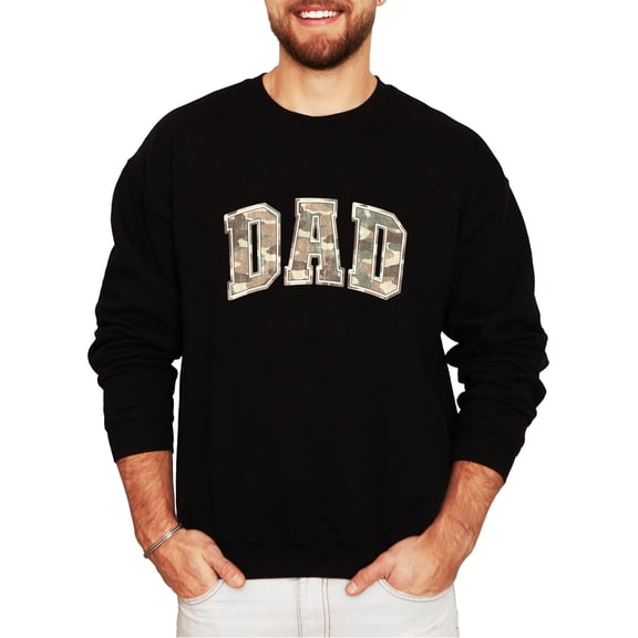 Camo Dad Sweatshirt for Men Hunting Sweatshirt for Father Military Camouflage Crewneck Black Sweatshirt Adult Medium