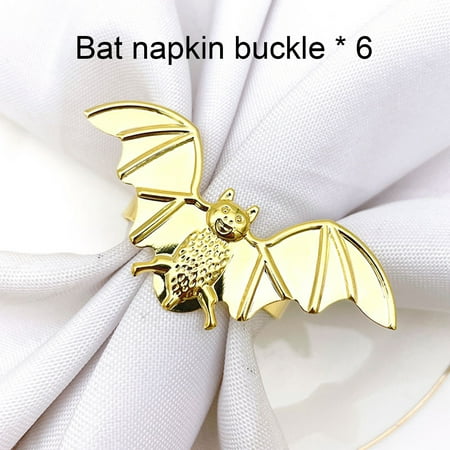 

6Pcs/Set Exquisite Napkin Ring Creative Alloy All Match Bat Shape Napkin Holder for Home