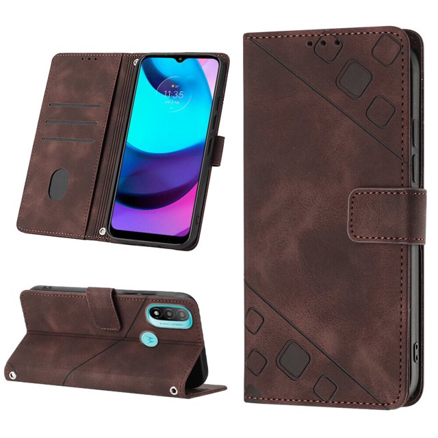 Compatible with Motorola Moto E30/ E40 Classic Embossed PU Leather Case with Card Holder Shockproof Cover