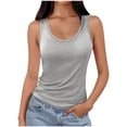 thumbnail image 2 of ClodeEU Women's Sleeveless Summer Tank Top,Casual Solid Color Round Neck Basic Gray,Womens Plus XXXXL, 2 of 5