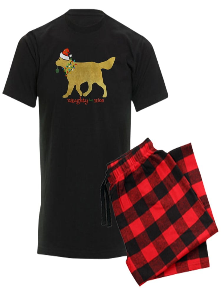 CafePress - Naughty Christmas Golden Retriever Pajamas - Men's Dark ...