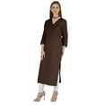 thumbnail image 4 of Phagun Indo WesternSolid Kurti For Women's V-Neck W/ Side Slit Indian Traditional Wear, 4 of 7