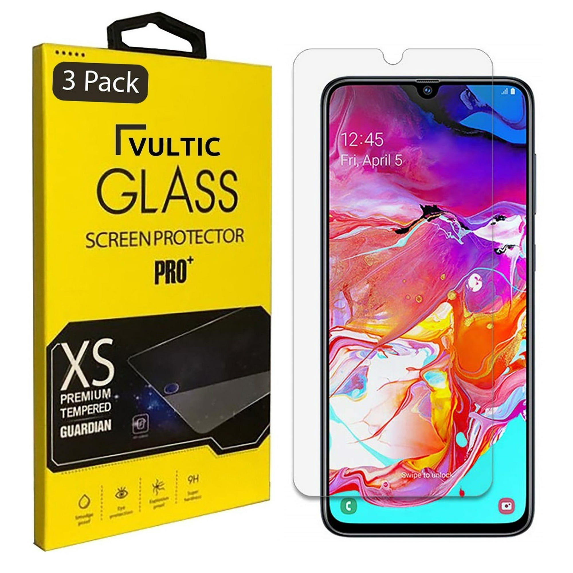 Phone Screen Protector Samsung Galaxy A70 Vultic [3 Pack] Screen