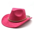 thumbnail image 3 of Women's Western Denim Suede Curved Top Hat Brim Hat English Jazz Hat Girls Cowboy Hat, 3 of 3