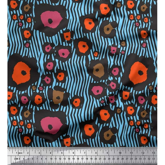 Soimoi Blue Cotton Duck Fabric Wild Animal Skin Fabric Prints by Yard 42 Inch Wide