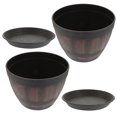 thumbnail image 3 of Minkissy Retro Imitation Wood Plastic Flower Pots 2 Sets Garden Balcony, 3 of 8