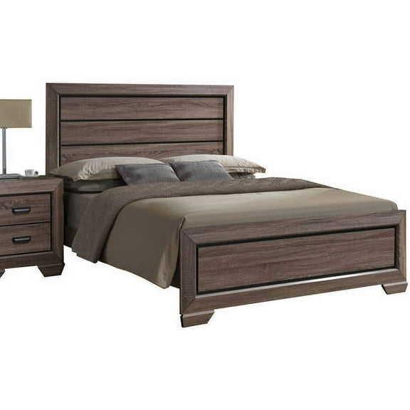 Acme Lyndon King Bed, Weathered Gray Grain