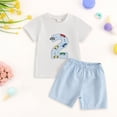 thumbnail image 2 of Splozh Boys' Short Sleeve Shorts Set Baby Boy Birthday Outfit Truck Embroidery Tops and Plaid Shorts Set Toddler Boy Spring Summer Clothes Blue,18-24 Months, 2 of 6