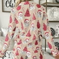 thumbnail image 5 of Pajama Sets for Women 2 Piece Christmas Santa Printed V Neck Button Long Sleeve Matching Pants Set Women Pjs Sets,Khaki,XXL, 5 of 7