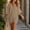 Khaki, variant on Women's Crinkle Gauze V-Neck Mini Dress 3/4 Batwing Sleeve Casual Tunic Dress Loose Fit Linen Blend Beach Cover-Up Dress Solid Color Boho Summer Sundress(Black,S)