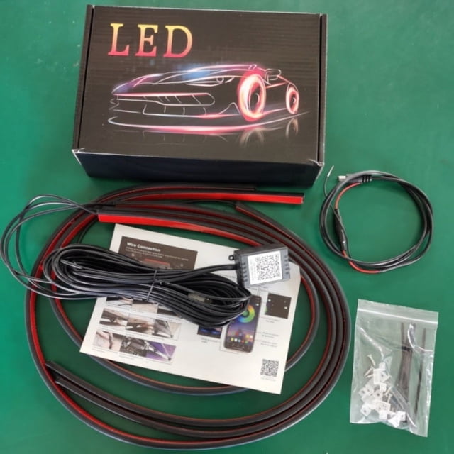 Luces de chasis de automóvil, aplicación de control remoto inalámbrico colorido, luces de control de voz de ritmo RGB, luces de ambiente decorativo modificadas para automóvil