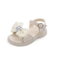 thumbnail image 6 of KPOPLK Girls Sandals Open Toe Cute Flats Dress Sandals Summer Cross Strappy Shoes Toddler/Little Kid/Big Kid Size 6,Beige, 6 of 9