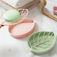 thumbnail image 4 of 1 Pcs Leaf Shape Soap Dishes,Plastic Soap Holder Soap Box with Drain Holder Double Soap Storage Tray Container for Bathroom Kitchen Counter Or Sink, 4 of 5