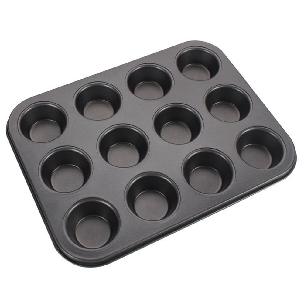 1 Pack PISHI Muffin Tray Carbon Steel Non Stick 12 Cupcake Baking Pan