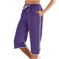 thumbnail image 2 of Capri Pants for Women Spring Summer Elastic Mid Waist Straight Leg Capri Sweatpants Capris with Pockets, 2 of 6