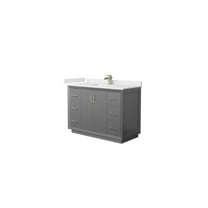 48" Gray Bathroom Vanity - Cultured Marble Top, Sink & Bronze Trim