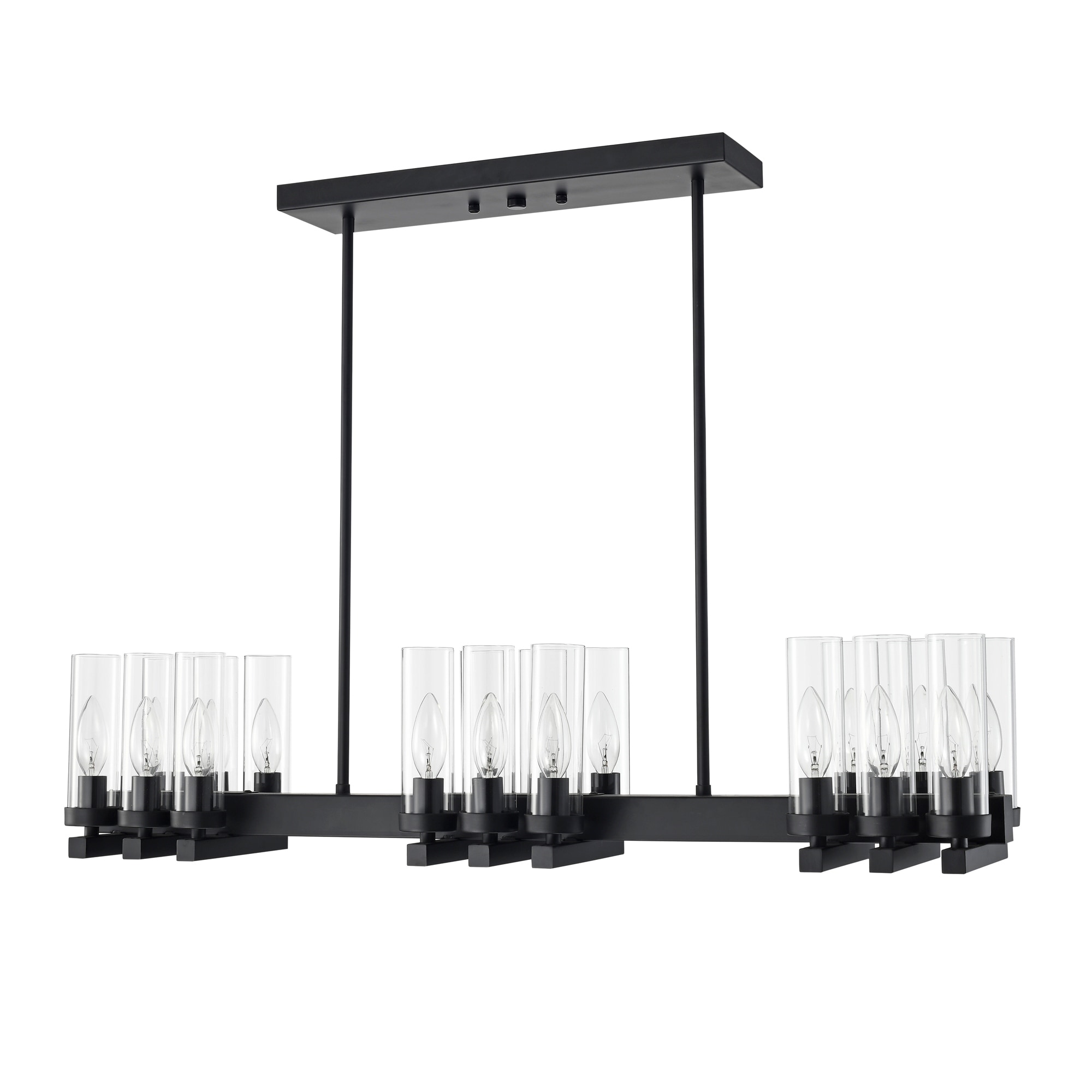 Edana 36 in. 18-Light Indoor Matte Black Finish Chandelier with Light Kit