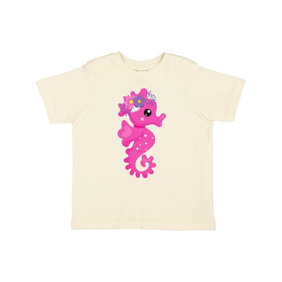Inktastic Cute Seahorse, Pink Seahorse, Flowers, Seashell Boys or Girls Toddler T-Shirt
