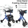 thumbnail image 4 of WalkMate Déambulateur à Roulettes pour Aînés de Grande Taille 5,3-7 Pi avec Siège à Hauteur Ajustable, Roues de 10 Pouces, Marchettes à Câbles Cachés, Conception Pliable Compacte, Aide à la Mobilité Légère pour la Marche, Dossier Élargi, Bleu, 4 of 9