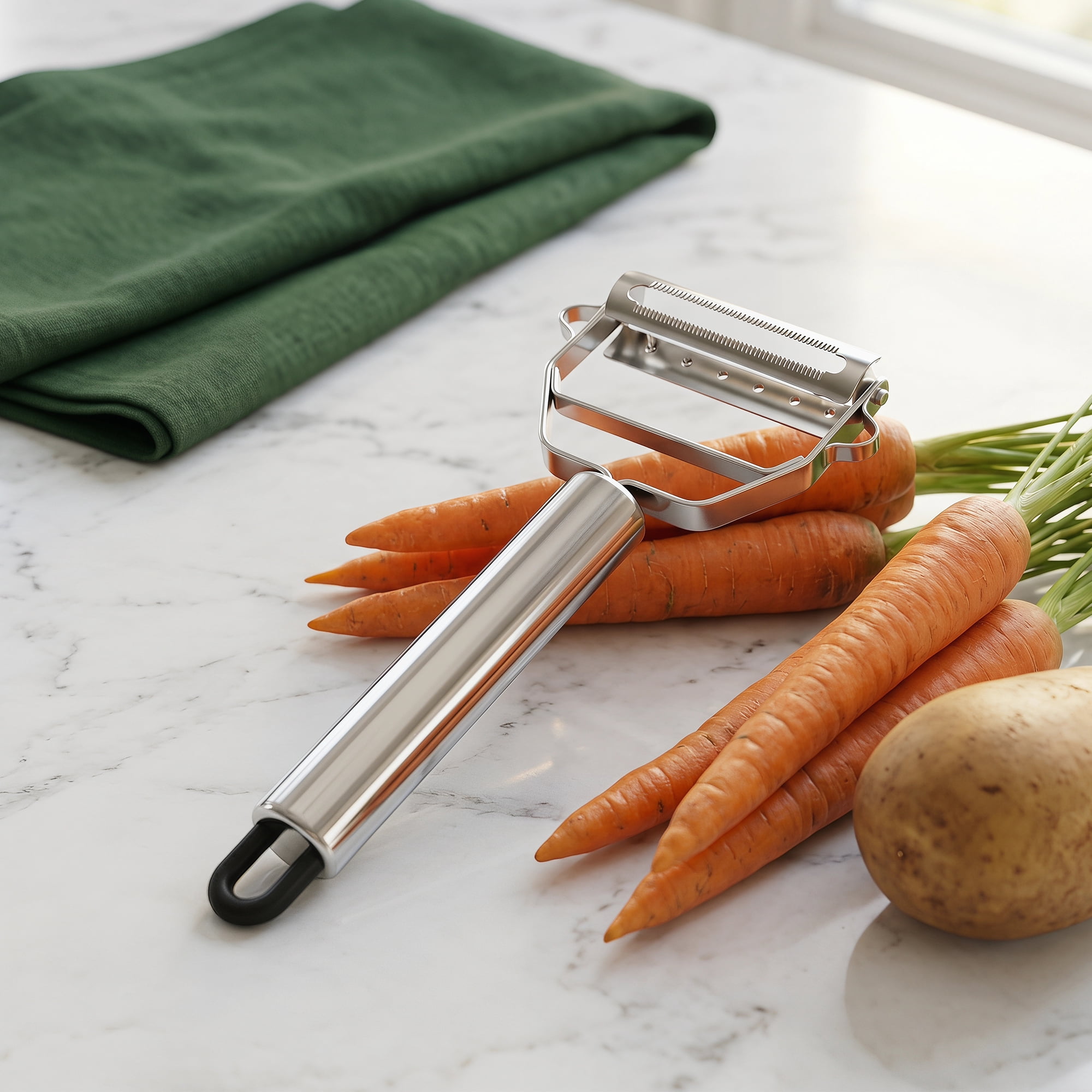 Unique Bargains Stainless Steel 3 in 1 Vegetable Peeler with Handle Silver 6.5x3.2inch