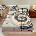 thumbnail image 2 of COEQINE Twin XL Sheet Set Soft Stretchy Bedding Sheet Set 3 Pieces Deep Pocket Holiday Bedding Set with All Around Elastic Snug Fit Bottom Bedsheet, Vintage Tie-dye Swirl Brown Blue, 2 of 5