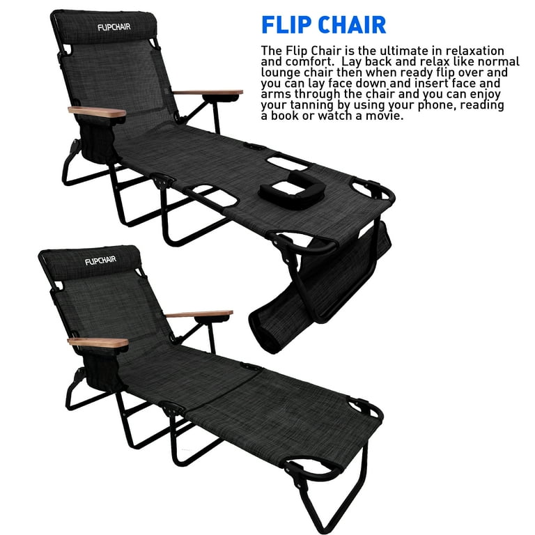 FLIP Face Down Tanning Chaise Lounge Chair with Face Arm Holes