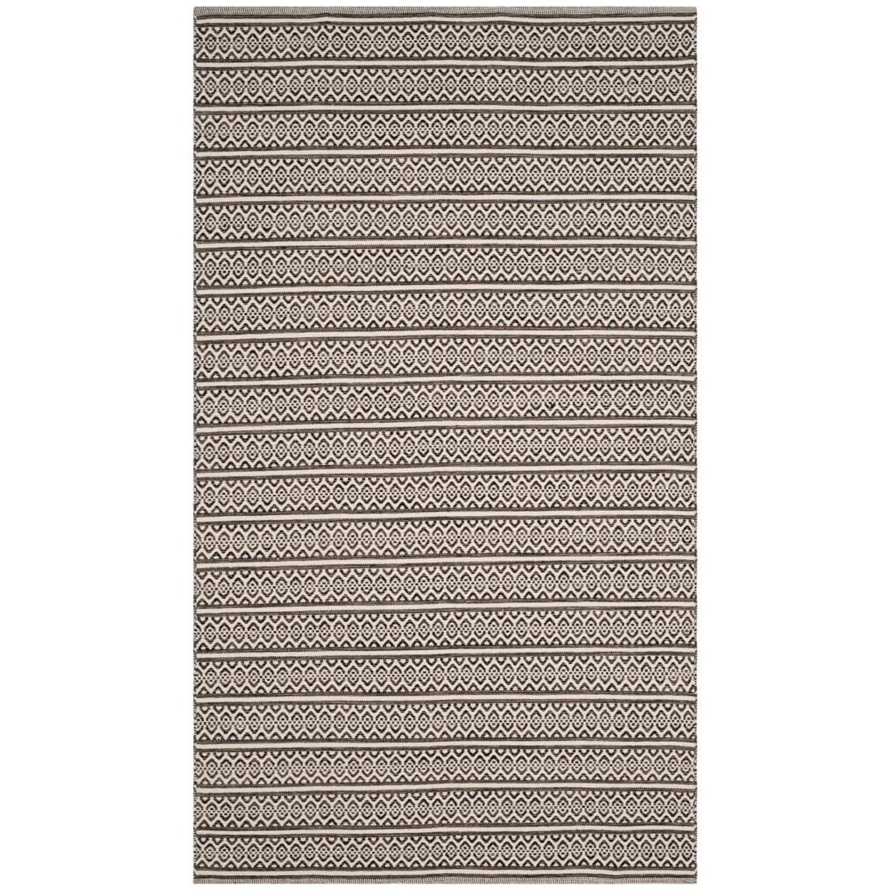 SAFAVIEH Montauk Randall Geometric Cotton Runner Rug, Ivory/Black, 2'3" x 6'