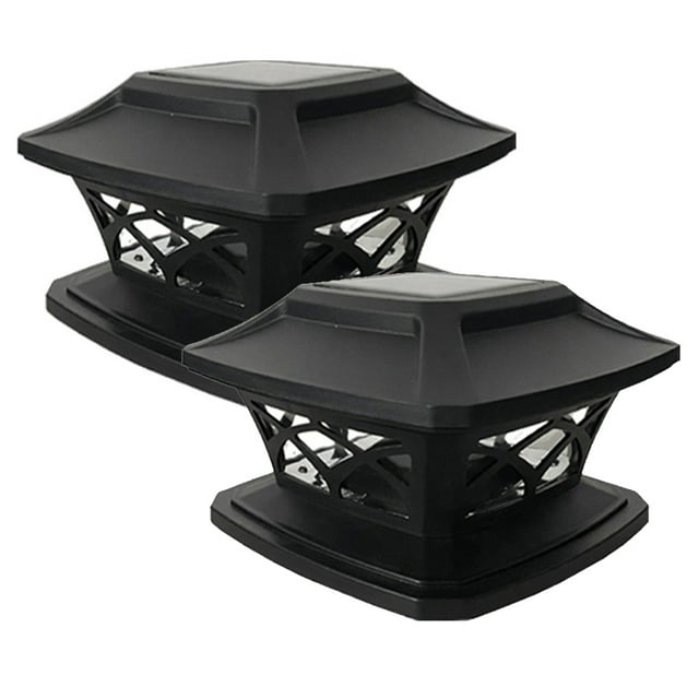 2 Pack Solar Fence Post Lamp Post Head Light Garden Light Post Light