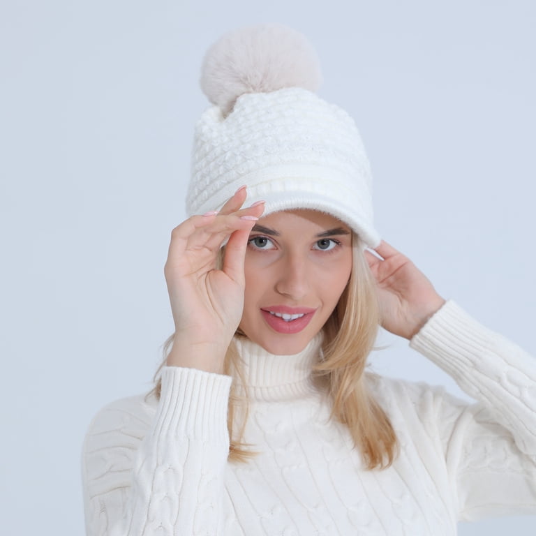 Winter Women Girls Knitted Hats Warm Knit Snow Ski Visor  display picture 1