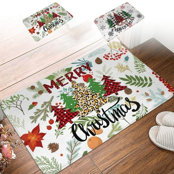 PALIFEUR Christmas Door Mat, 24"x16" Dirt Trapping Door Mat Indoor Entrance, Absorbent Non-Slip Front Door Mat Outside Entrance, Washable Christmas Stree Doormat for Holiday Party Decorations