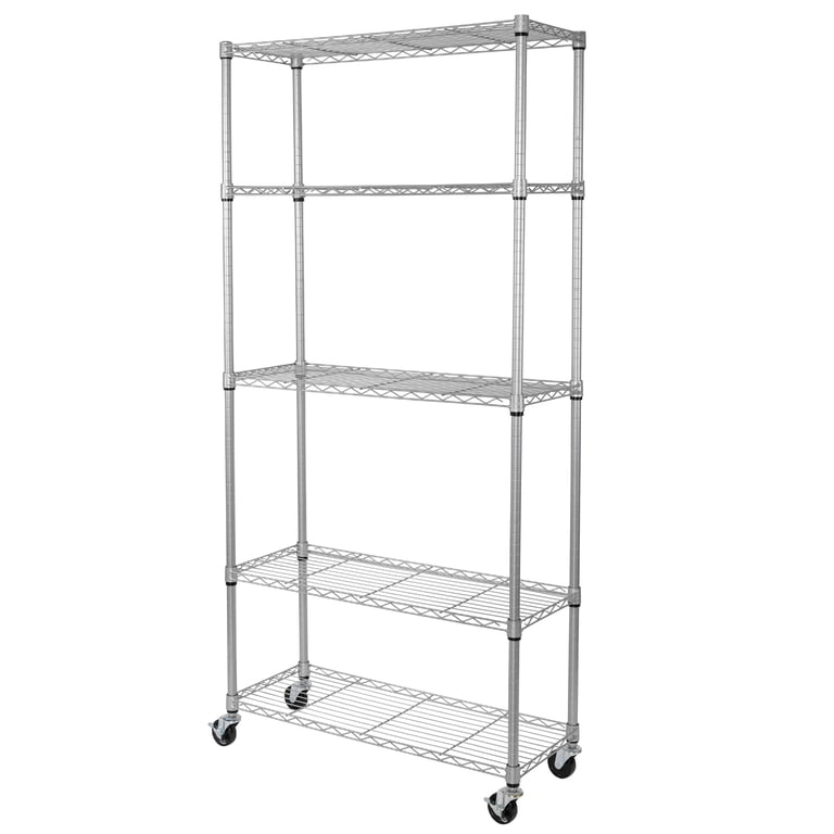 Seville Classics Heavy Duty 5-Tier Metal Storage Shelf with Wheels