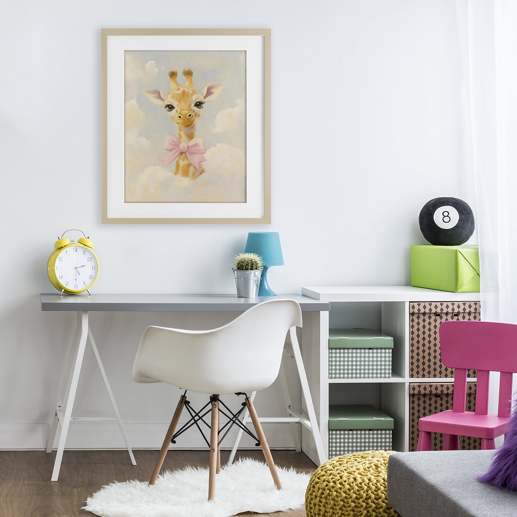 Stupell Industries Charming Giraffe In The Clouds Birch Framed Print Under Glass, design by The Prints Vibe