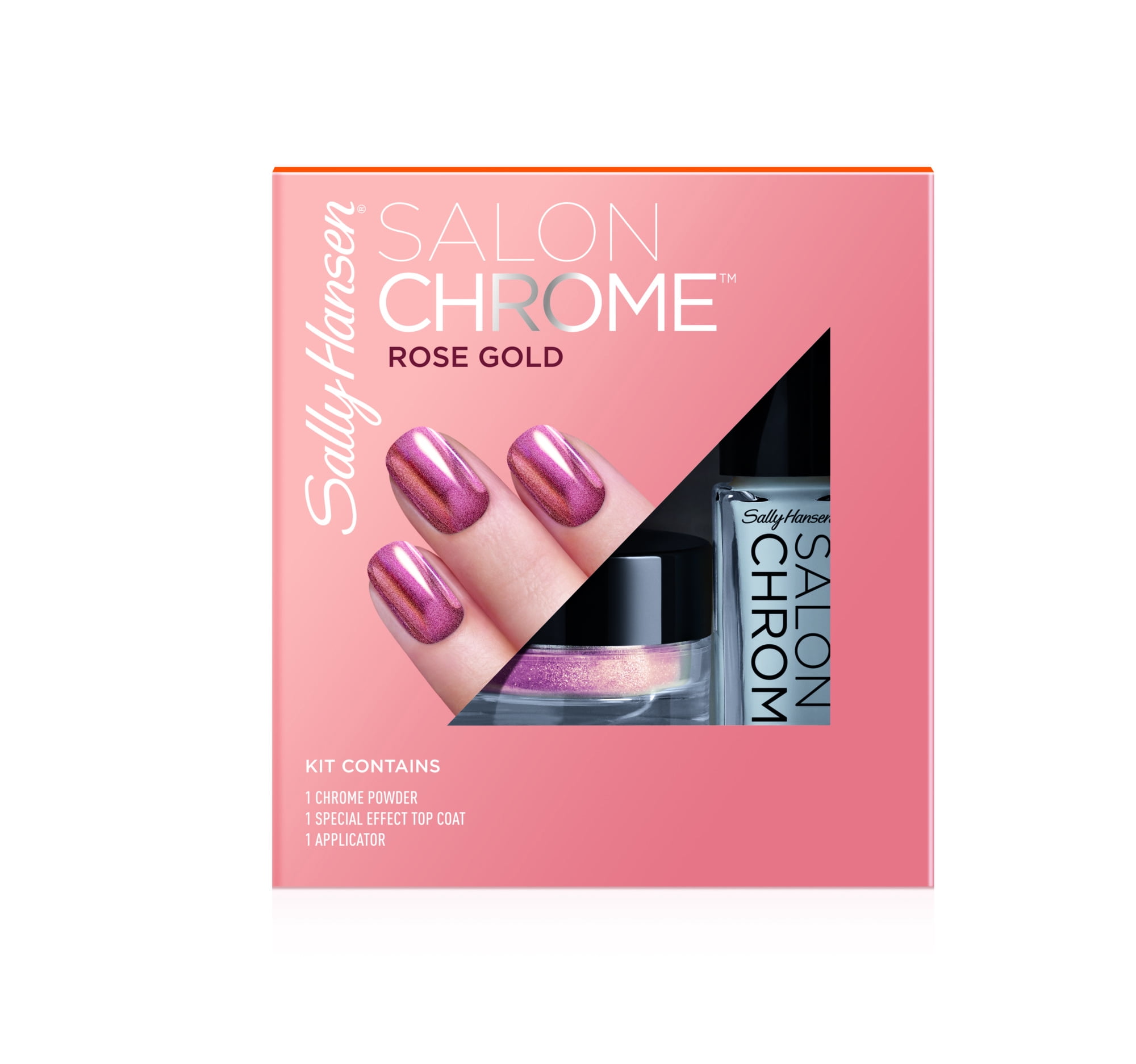 Sally Hansen Salon Chrome Metallic Nail Kit, Rose Gold 200, 1 Kit