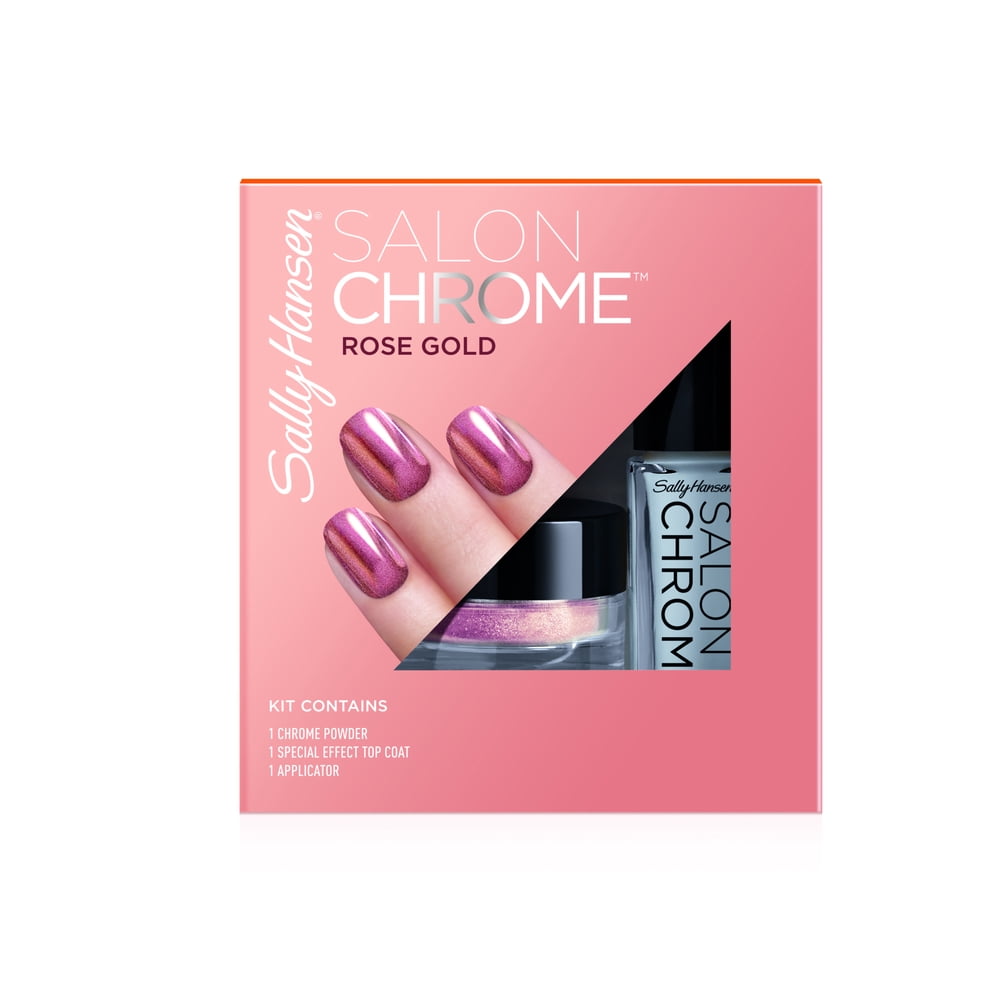 Sally Hansen Salon Chrome Metallic Nail Kit, Rose Gold 200, 1 Kit