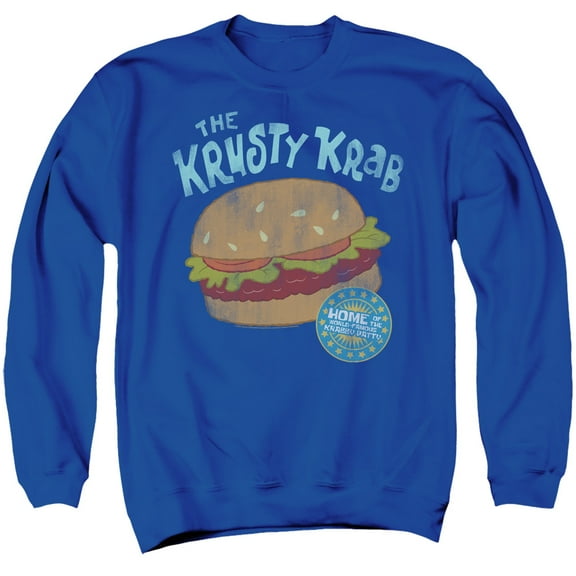 Spongebob Krusty Krab Unisex Adult Crewneck Sweatshirt (Large) Royal Blue