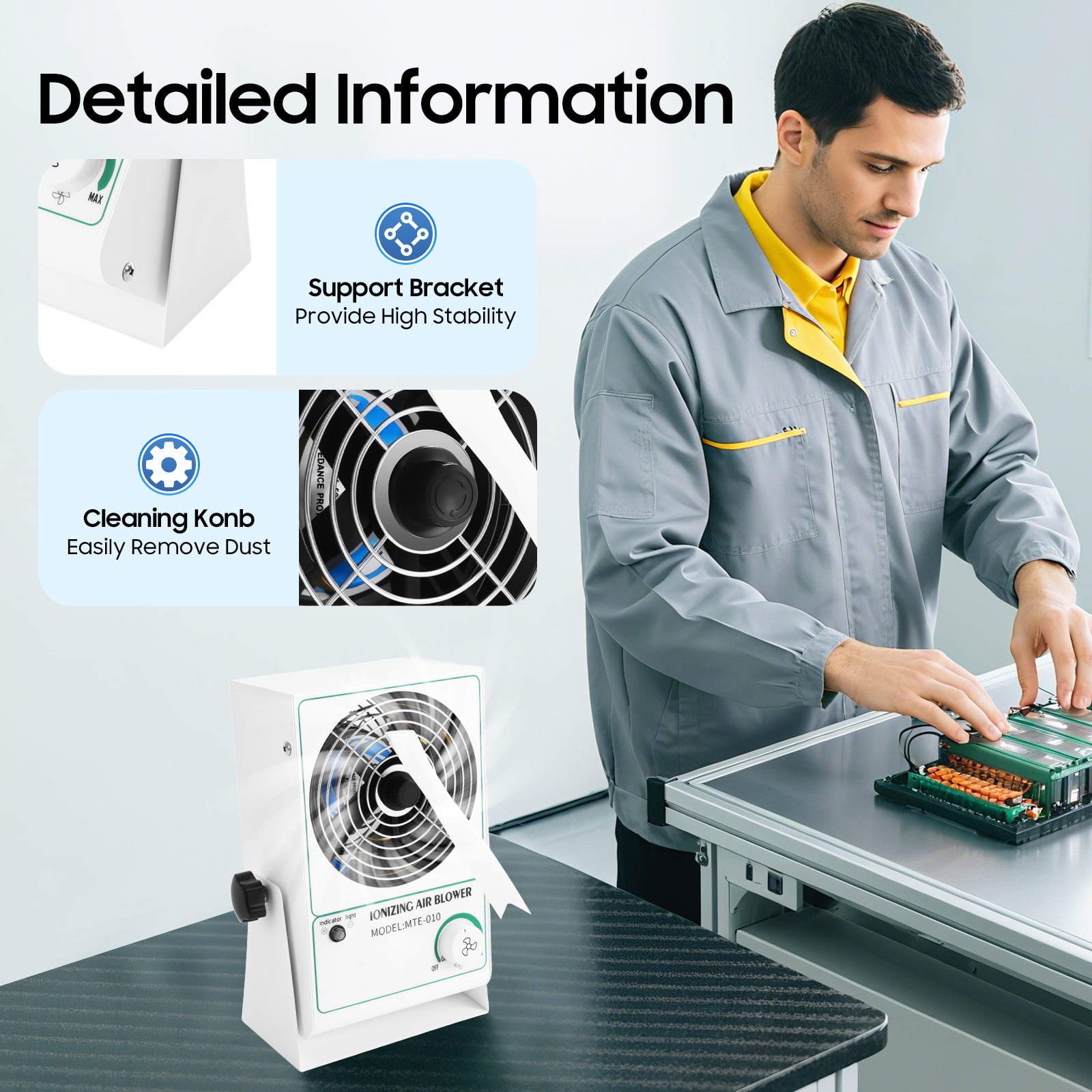 110V Ionizing Air Blower Static Eliminator Industrial Ionizing Air Gun Ion Wind