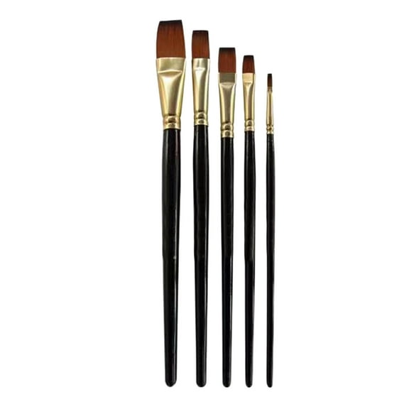5-Piece Oil Paint Brush Set - Professional Grade Nylon Bristle Brushes for Oil and Acrylic Painting, 8.27" Length, Perfect for Beginners and Art Students