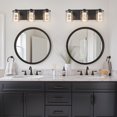 thumbnail image 3 of Crystal Bathroom Light Fixtures, Briignite Black Vanity Light Fixture Over Mirror for Bathroom, LED Wall Lighting with Clear Glass Shape, 3 of 6