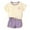 AB156 Purple, variant on Tisuna Summer Outfits For Girls Toddler Cartoon Print Short Sleeve Crew Neck Tops And Shorts Set Cute Fashion Baby Girls Holiday Clothing Set Light Blue Size 3-4 Years