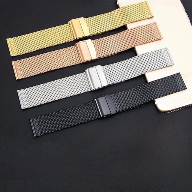 Correa de repuesto universal de acero inoxidable 304 con hebilla doble, correa de malla trenzada, accesorios para reloj inteligente