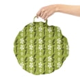 thumbnail image 2 of Nature Art Round Floor Cushion with Handle, Growth Season Leaves and Flowers Motif Flourishing Blossoms Nature, Pillow for Living Room & Dorms, 18" Round, Apple Green Black White, by Ambesonne, 2 of 4