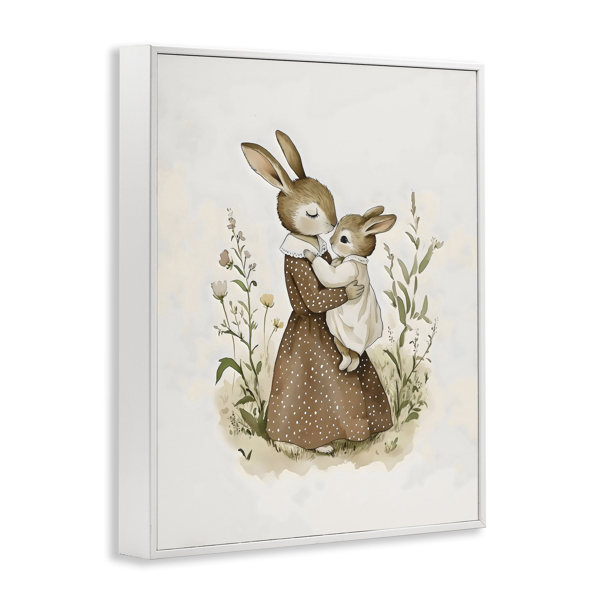 Stupell Industries A Mother's Love Rabbits White Framed Giclee Art, design by Arlington Prints