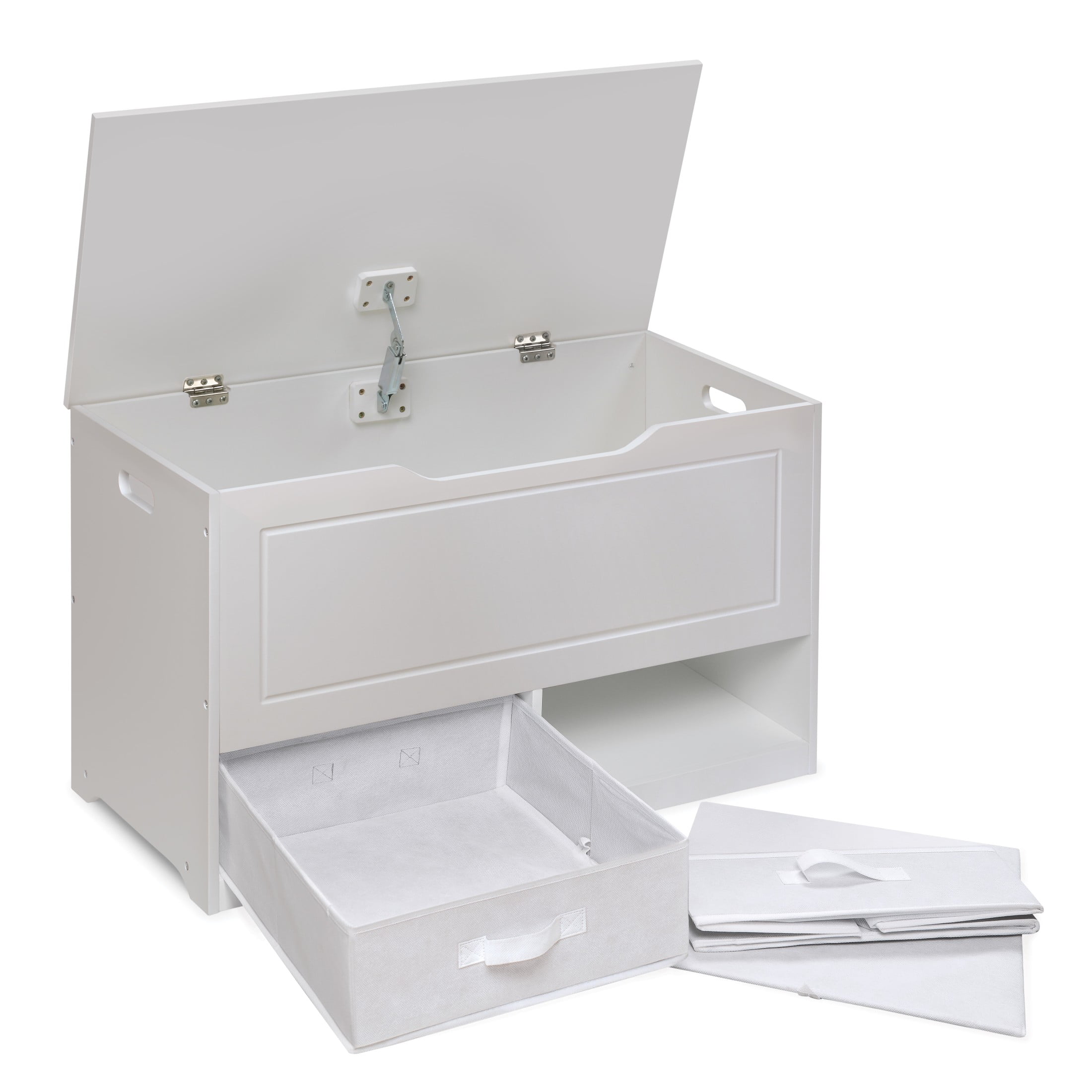 Badger Basket Children's Wooden Up & Down Toy Box and Storage Bench 3.8 Cu ft. - White