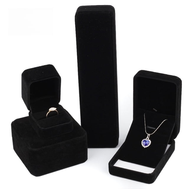 Caja para pulsera de gamuza negra, caja para collar, caja para colgante, caja para anillo, caja para joyería, caja para regalo, caja de embalaje